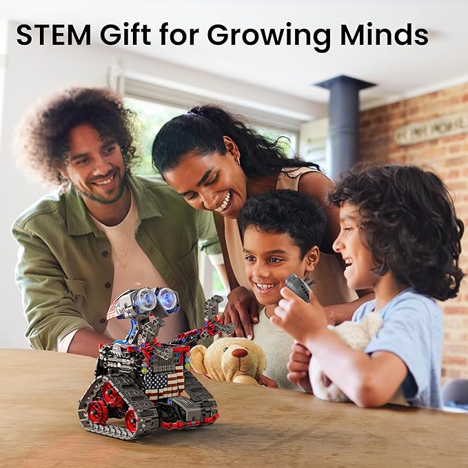 Sillbird Robot Building Kit with Remote Control Gifts for Kids Boys Ages 8-12, STEM Coding Robotic Technic Tracked Racer Car Toys for Birthday - Build 4in1 Model with 631 Pieces