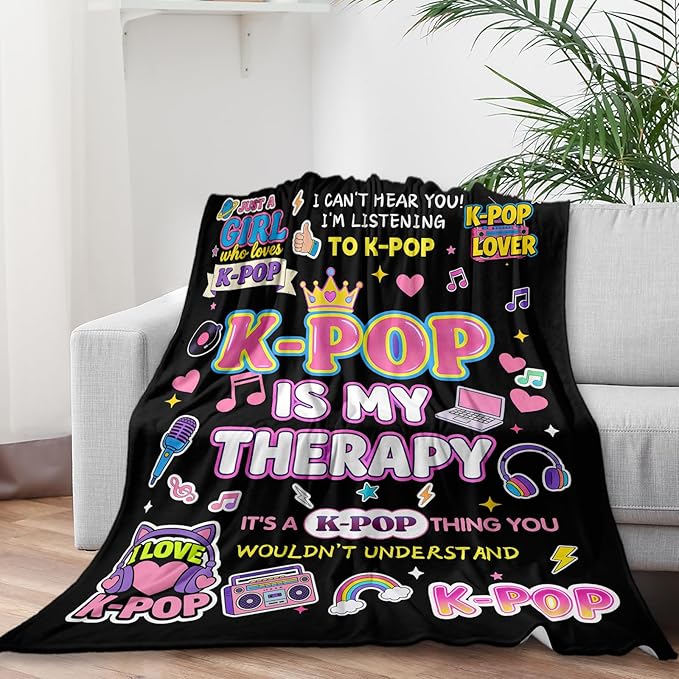 Kpop Blanket Gifts for K-Pop Fans - Super Soft Flannel Kpop Blankets for Girls Teen Fans Bedding Couch Sofa - Korean Kpop Merch Fandom Throw for Idol Lovers Dorm Decor Christmas (Style 04, 60 X 80)