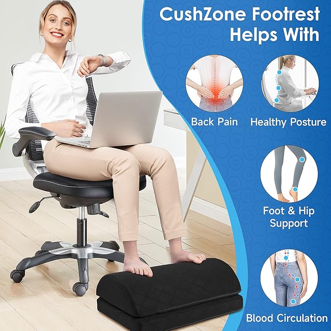 Foot Rest,Desk & Gaming Accessories,Foot Rest for Under Desk at Work,Comfortable Footrest with 2 Adjustable Heights & Removable Cover, Office Desk Accessories（Black-20 in）