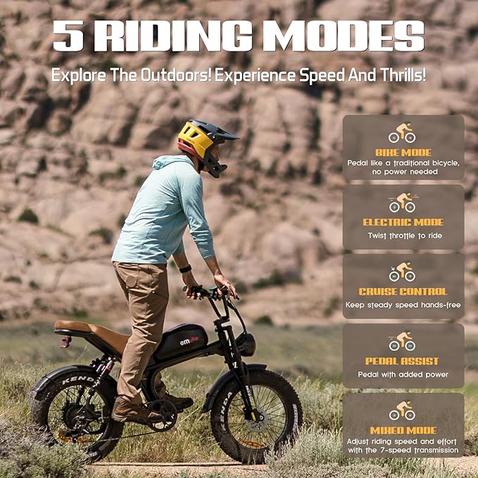 Electric Bike for Adults, Peak 1500W Ebike, Up to 32-35MPH & 100Miles Long Range, 48V/20Ah Removable Battery，20'' Fat Tire Mountain Electric Bicycle, 7-Speed with Full Suspension