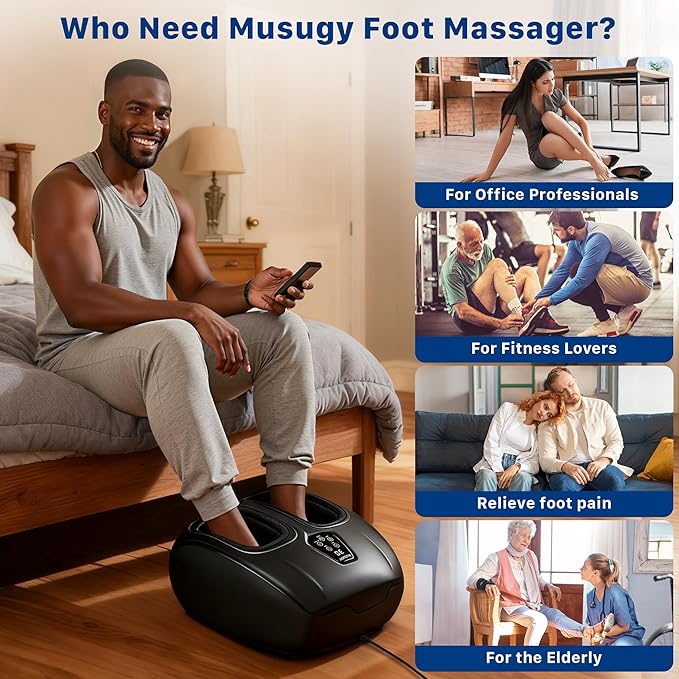 Foot Massager Machine with Heat : Deep Kneading Shiatsu Foot Massager with Vibration & Compression for Plantar Fasciitis & Neuropathy - for Women & Men,Relax for Office Home Use