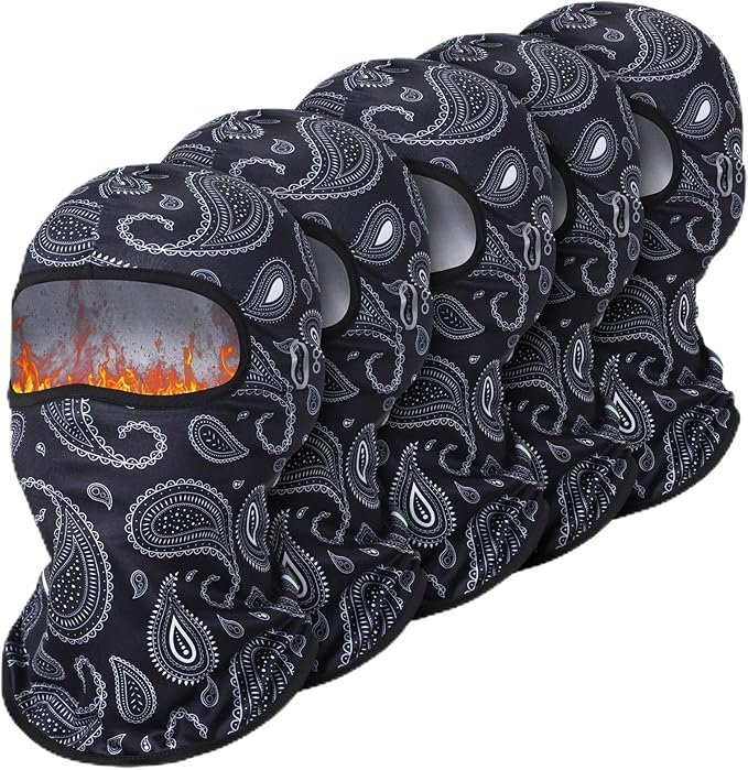 Suhine 5 Pcs Winter Balaclava Ski Mask Windproof Thermal Full Face Mask Cold Weather Balaclava with Reflective Stripe