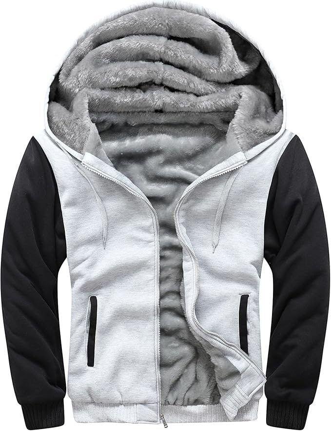 MACHLAB Men's Pullover Winter Workout Fleece Hoodie Jackets Full Zip Wool Warm Thick Coats