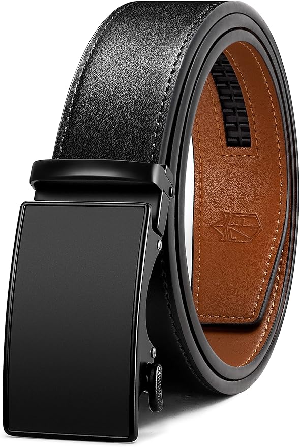 Zitahli Belt Men, Ratchet Belt Dress with 1 3/8" Premium Leather,Slide Belt with Easier Adjustable Automatic Buckle