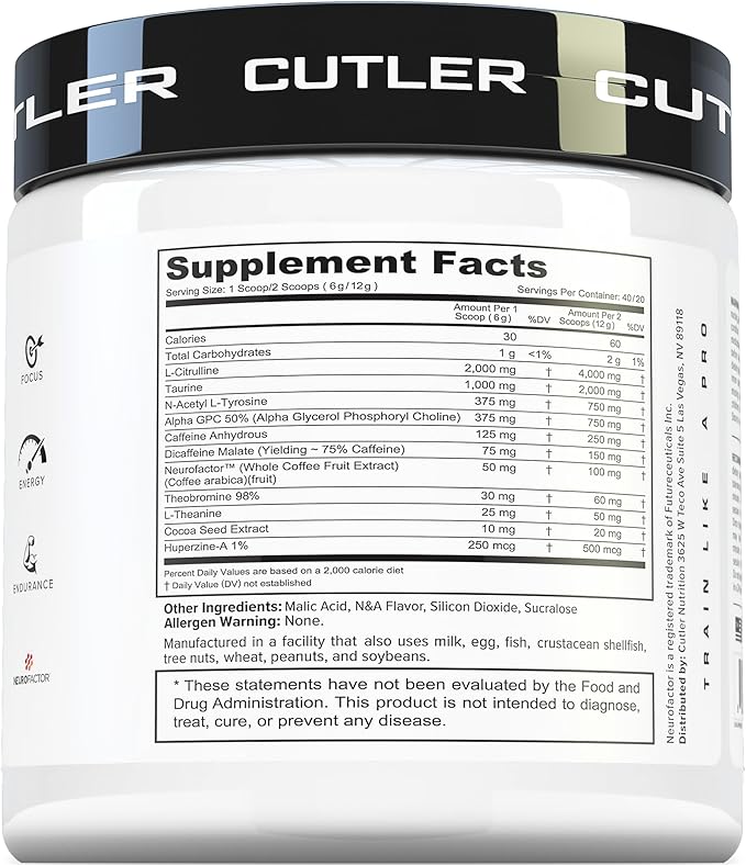 Prevail Pre Workout Powder with Nootropics: Pre Workout for Men and Women, Cutting Edge Energy and Focus Supplement with L Citrulline, Alpha GPC, L Tyrosine | Cotton Candy Grape, 40 Scoops