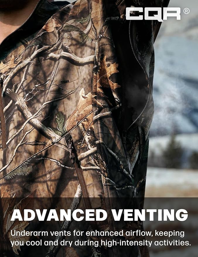 CQR Men's Tactical Softshell Jacket, Winter Warm Fleece Lined Coat, Water Resistant Outdoor Hunting Hiking Rain Windbreaker