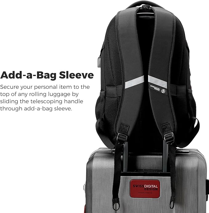 Swissdigital Design Laptop Backpack, Travel Backpack with USB Charging Port Fits 15.6 inches Computer, 31L College School Bookbag for Men,Olive/Black | SD803-26