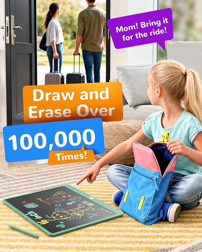 KOKODI LCD Writing Tablet, 16 Inch Colorful Toddler Doodle Board Drawing Tablet, Erasable Reusable Electronic Drawing Pads, Educational and Learning Toy for 3-6 Years Old Boy and Girls(Green)