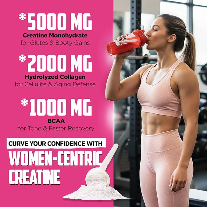 Old School Labs Creatine for Women Post-Workout Supplement - 5000mg Creatine, 2000mg Hydrolyzed Bovine Collagen & BCAA 2:1:1 for Lean Muscle Growth, Fast Recovery & Stamina - 30 Servings