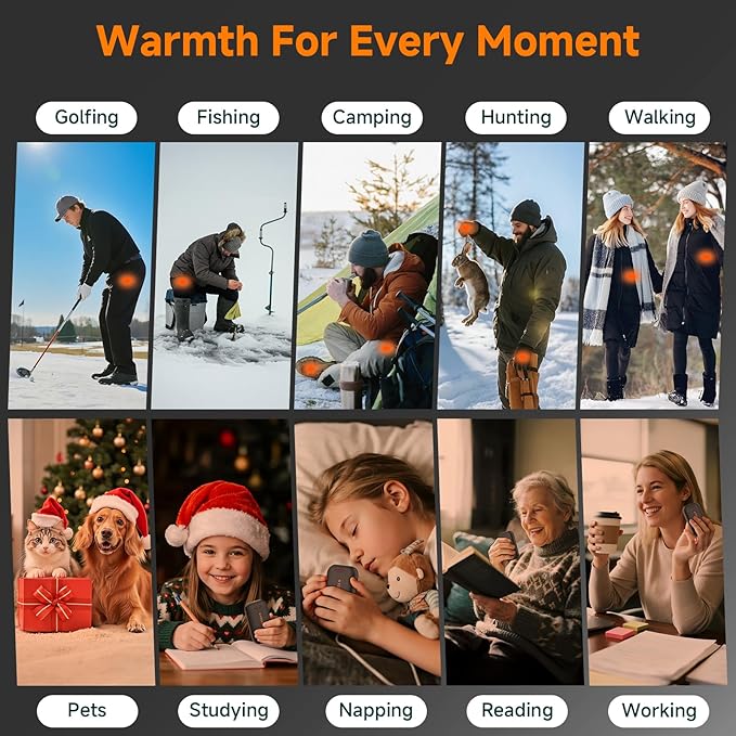 Hand Warmers Rechargeable, Electric Hand Warmer Reusable, AI Smart Chips 20Hrs Long Safe Heat,Gifts for Christmas Outdoor/Indoor/Golf/Camping/Hunting/Pain Relief(2 Packs)