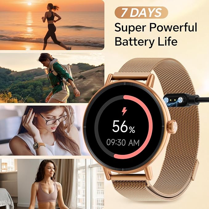 Smart Watches for Women,1.27" HD Fitness Tracker Answer,Make Call,Heart Rate,Sleep,SpO2,Round Smart Watch for iPhone/Samsung/Android,IP68 Waterproof,110+ Sport Mode-Rose Gold