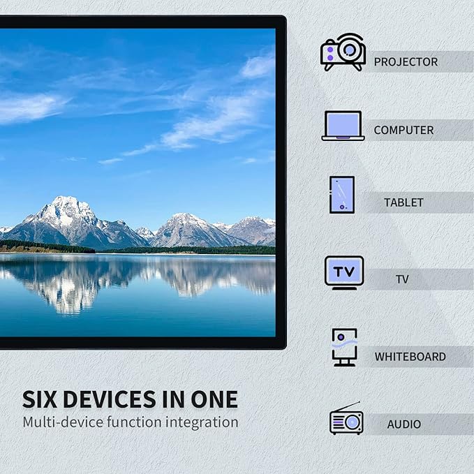 65-inch Interactive Touchscreen Monitor, Electronic Whiteboard Touch Screen with 4K Display, Smart Board for Home Office and Classroom, Bundled Android 12, RAM 4G & ROM 64G