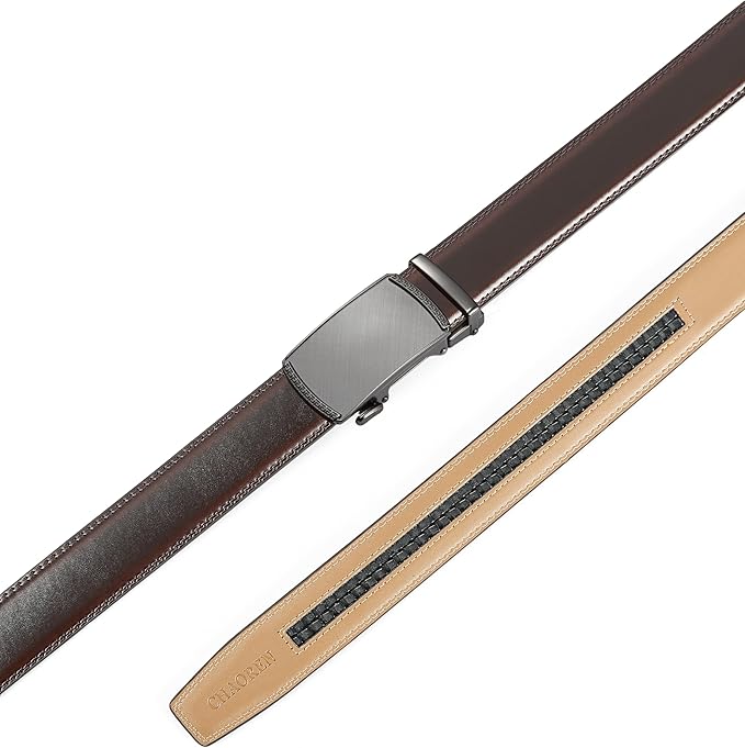 CHAOREN Mens Belt Leather Ratchet Belt - Customizable Fit, Effortless Style (35mm)