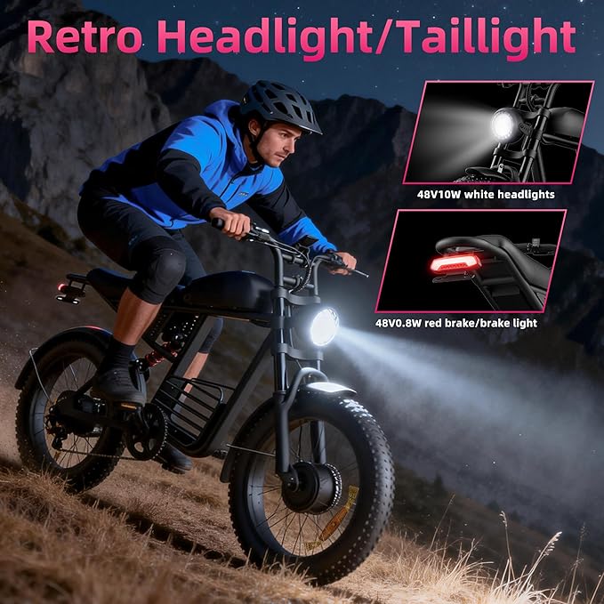 Electric Bike for Adults FX20, 3000/1500W, 37/35MPH Fast E-Bike, 48V 25Ah/18.9Ah Battery, 40-80 Miles Long Range Electric Motorcycle, 20" Fat Tire Dirt Bike, UL 2849 GCC All Terrain Mountain Snow