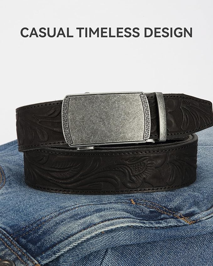 CHAOREN Mens Belt Leather Ratchet Belt - Customizable Fit, Effortless Style (35mm)
