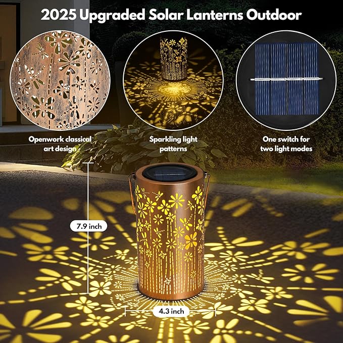 Solar Lantern Outdoor Lamp Waterproof Decorations Garden Decor, Christmas Birthday Gifts for Women, Mom, Grandma Decorative Garden, Yard, Patio, Lawn, Porch - Dragonfly