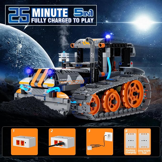 5-in-1 STEM Building Set Toys for Kids Remote & App Controlled Construction Robot/Car/Tank/Bulldozer/Tracked Racer Coding Kit for Boys Girls Age 6 7 8-12+ Year Old (552 Pcs)