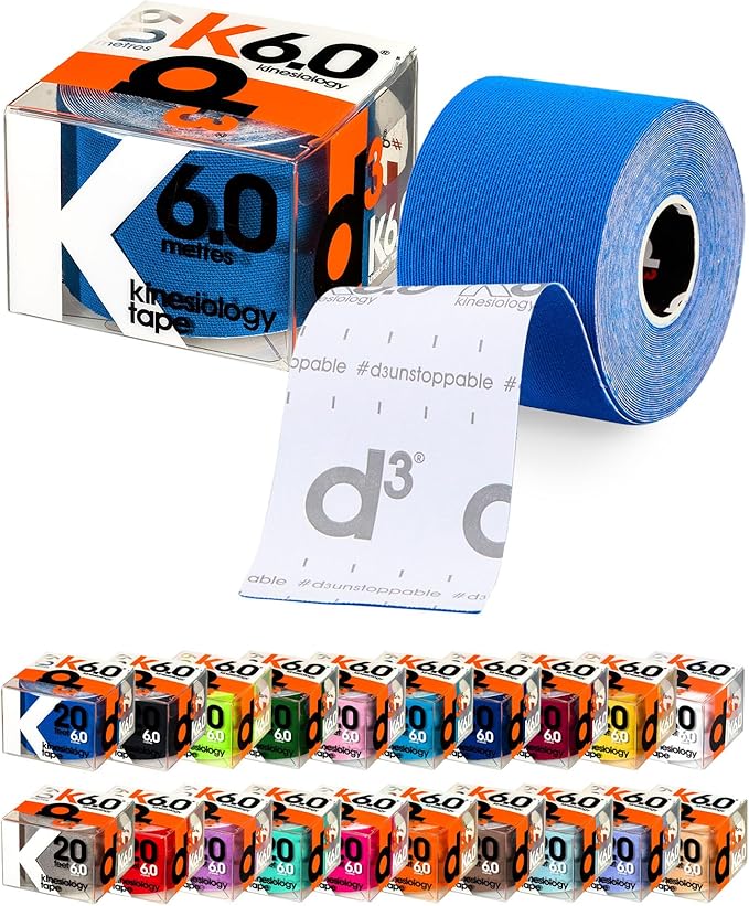 d3 K6.0 Kinesiology Tape - 2in x 20ft Royal Blue (1 Roll) Latex-Free Hypoallergenic Joint Muscle Sports Medical Injury Support