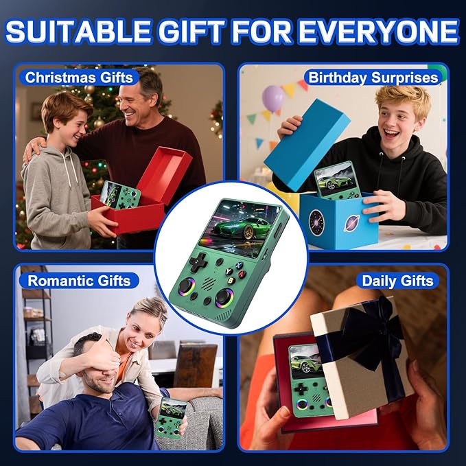 RG36PRO Retro Video Game Console - Open Source System,3.5" IPS Screen,64G TF Card,3000mAh Battery,Support 30,000+ Classic Retro Video Games for Teen or Partner - Gift for Christmas - Green