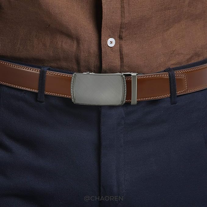 CHAOREN Mens Belt Leather Ratchet Belt - Customizable Fit, Effortless Style (35mm)