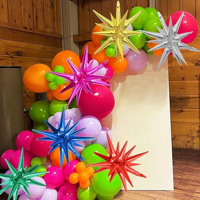6PCS Star Balloons, 22Inch Colorful Rainbow Star Balloon Foil Balloons for Birthday Graduation Wedding Christmas New Year Party Decorations