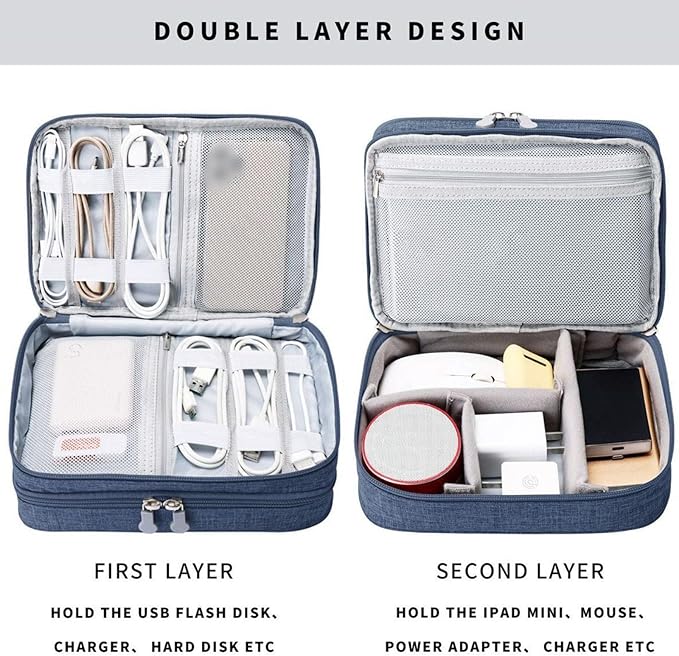 Multi Purpose Oxfords Fabric Storage Organiser Pouches for Technology Accessories Cosmetics Travel Essential Charger Cable or