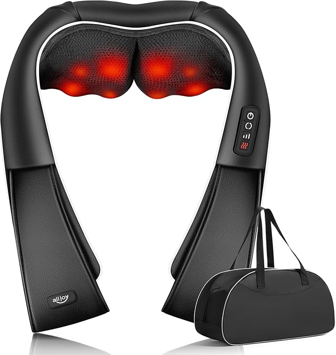 ALLJOY Neck Massager for Pain Relief Deep Tissue with Heat, HSA 3D Kneading Shiatsu Neck and Back Massager for Shoulder Full Body Home Office Car Use FSA, Birthday Gifts for Dad Men Mom Women