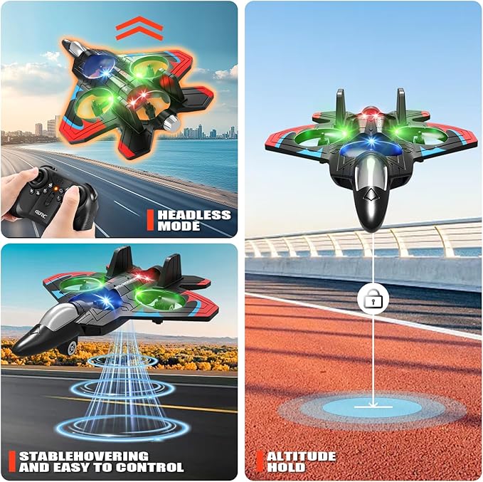 4DRC V32 Foam RC Planes with 4 Batteries, Remote Control Airplanes for Kids Adults 8-16, RC Airplane Drone Helicopter with Light, 360° Flip Fighter Jet Toys, Airplane Toy Gifts for Kids Adults