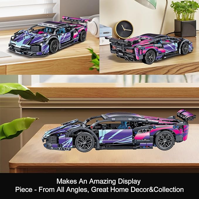 1329 Piece Sports Car Building Blocks Toys Boys or Adults Kits, 1:14 Race Car Model Building Set, Adult Collectible Model Cars Set to Build, STEM Super Cars Sets for Boys Girls Age 6-12, 8-14