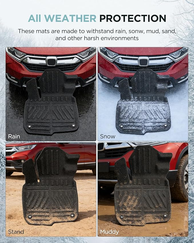 for Honda CRV 2017-2022 (Hybrid & Gasoline) XPE Floor Mats, All Weather Black Tech Carpets for CR-V 2022 2021 2020 2019 2018 2017, Custom Fit 3PCS Car Accessories for CR V 5th Gen EX LX Touring