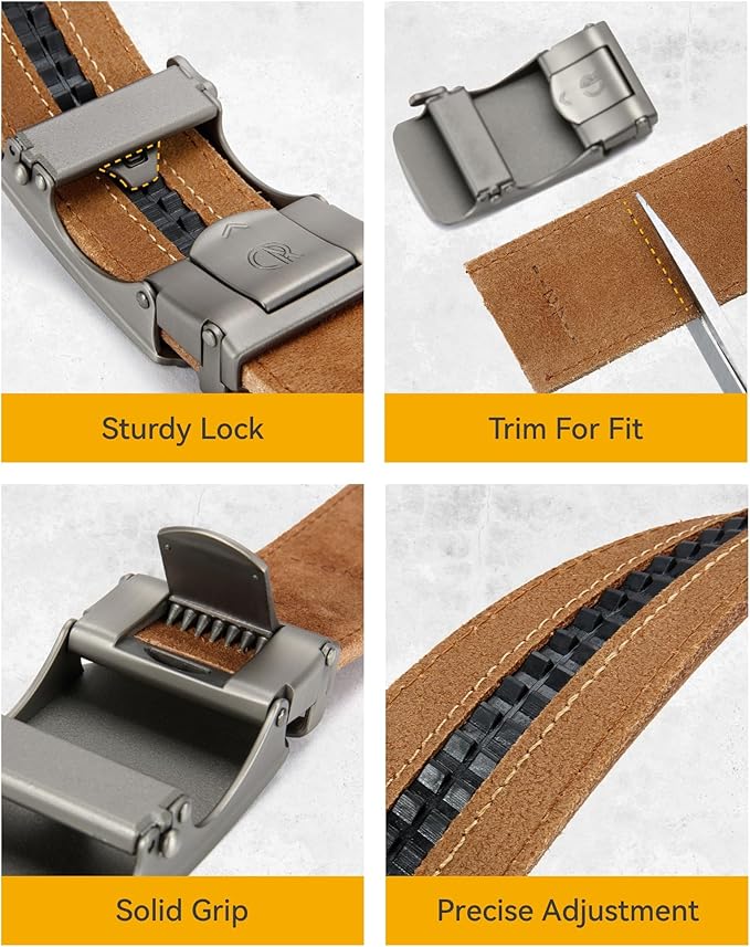 CHAOREN Mens Belt Leather Ratchet Belt - Customizable Fit, Effortless Style (35mm)