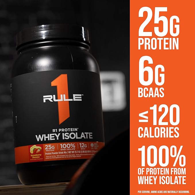 Rule 1 R1 Protein Whey Isolate - with 25g Protein & 6g BCAA Exclusively from Isolated & Hydrolyzed Sources for Workout Recovery (5 Pounds*, Mint Chocolate Chip)