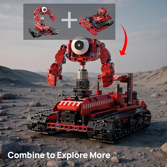 495-Piece STEM Robotics Kit for Kids 8-12 | Build 5 in 1 Robot, Excavator & Crane | Remote Control Engineering Kits, Blocks & Building Sets | Educational STEM Toys for Ages 8-14