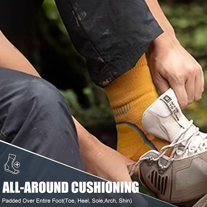 ZEAL WOOD Merino Wool Hiking Crew Socks for Men Women Comfort Full Cushion Moisture Wicking for Camping Trekking Work Outdoor