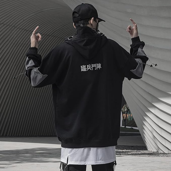 XYXIONGMAO Streetwear Techwear Hoodie Tactical Mens Black Urban Hip Hop Japanese Sweatshirt
