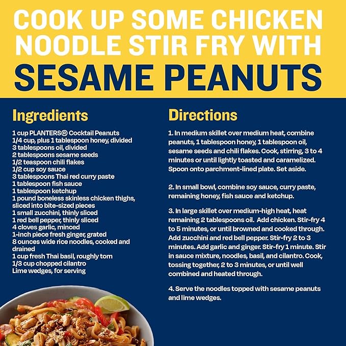 PLANTERS Salted Peanuts Cocktail, Party Snack, Plant-Based Protein, After School Snack, Roasted in Peanut Oil, Salted Nuts, Snacks for Adults, Bulk Nuts, Kosher, 2.19lb Jar