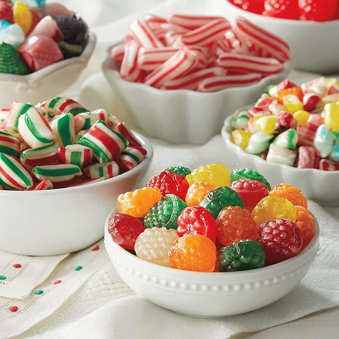 The Swiss Colony 27 Favorites and Traditional Christmas Candy Gift Bundle - Assorted Cheeses, Chocolates, Summer Sausage Meats, Nostalgic Hard Candy, Ribbons, Raspberry Drops and More