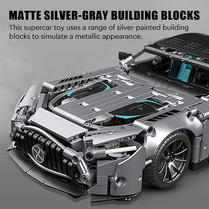 HIGH GODO Racing Car Building Kit for Adults,1:14 MOC Super Sports Car Building Blocks Construction Sets, Buildable Supercar Model for Teens Gift Giving or Collection,1466 Pieces