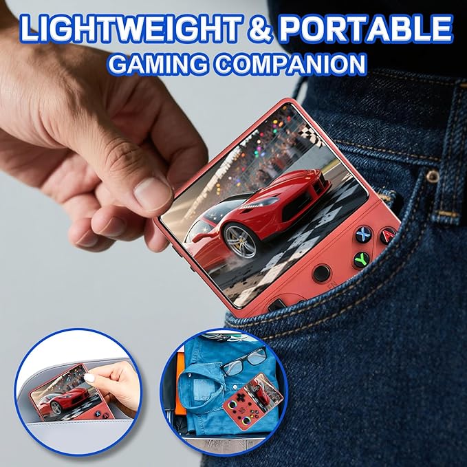 RG36PRO Retro Video Game Console - Open Source System,3.5" IPS Screen,64G TF Card,3000mAh Battery,Support 30,000+ Classic Retro Video Games for Teen or Partner - Gift for Christmas - Red
