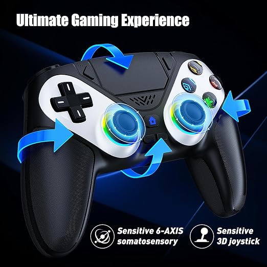 Gamrombo LED Wireless Controller for PS5, Compatible with PS5 Pro/Slim/PC, Dual Vibration, Macro/Turbo Function, 3.5mm Audio Jack, 6-Axis Motion Contro Gamepad with Speaker