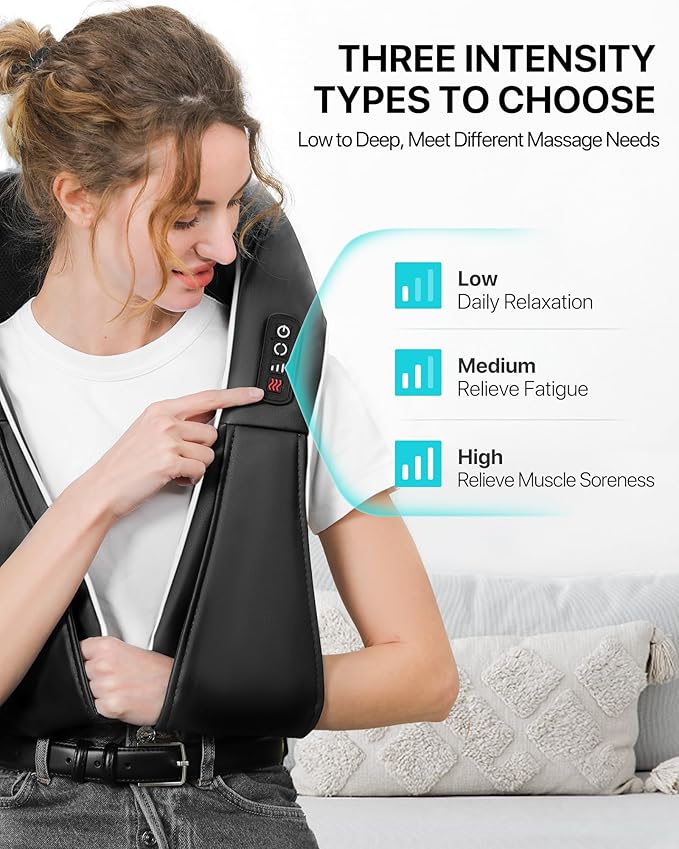 ALLJOY Neck Massager for Pain Relief Deep Tissue with Heat, HSA 3D Kneading Shiatsu Neck and Back Massager for Shoulder Full Body Home Office Car Use FSA, Birthday Gifts for Dad Men Mom Women
