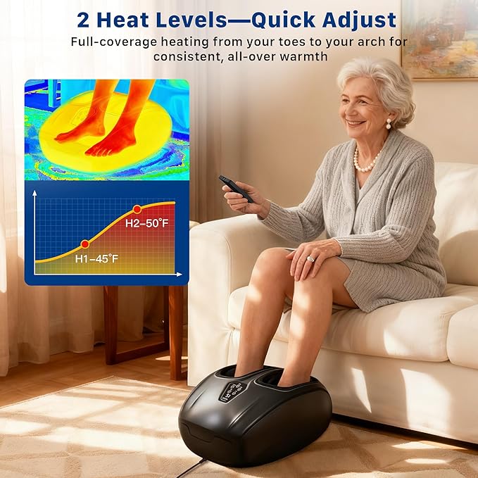 Foot Massager Machine with Heat : Deep Kneading Shiatsu Foot Massager with Vibration & Compression for Plantar Fasciitis & Neuropathy - for Women & Men,Relax for Office Home Use