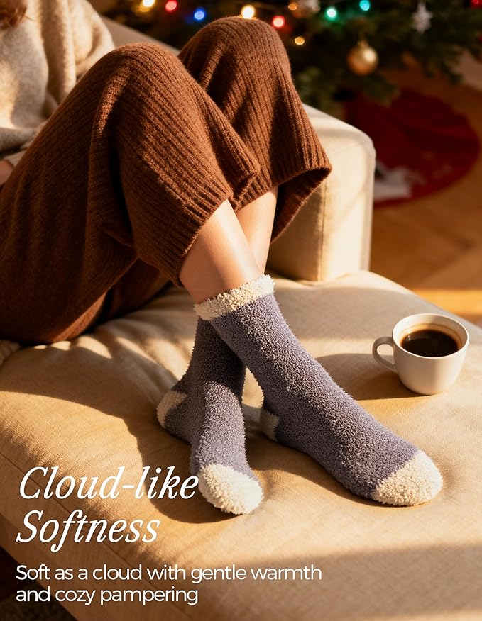 TEHOOK Warm & Cozy Gifts for Women, Stocking Stuufers, Fluffy Fuzzy Plush Sleeping Slipper Socks - Soft Warm Fabric