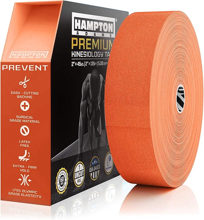 Hampton Adams | As Seen on Shark Tank | Elastic Kinesiology Tape (Bulk Roll) | 135ft Uncut | Supports & Protects Muscle Wrist Knee Shoulder Back Plantar Fasciitis | Waterproof Hypoallergenic