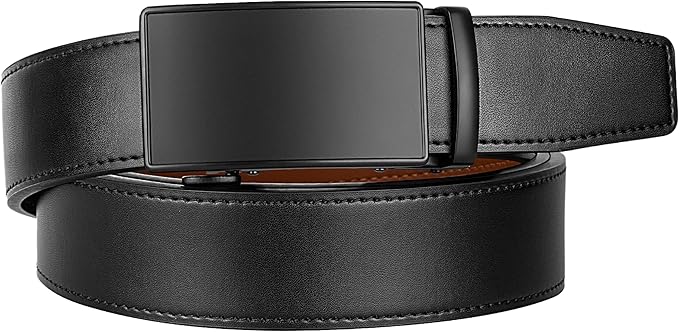 Zitahli Belt Men, Ratchet Belt Dress with 1 3/8" Premium Leather,Slide Belt with Easier Adjustable Automatic Buckle