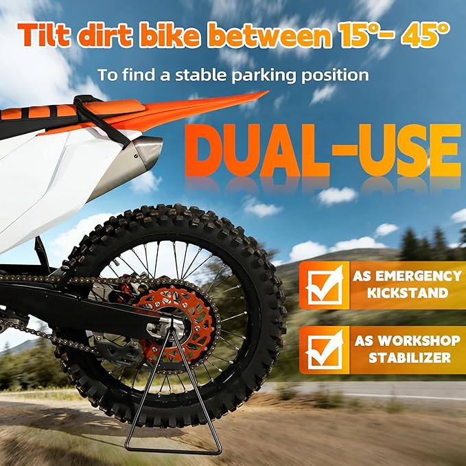 JFG RACING Dirt Bike Triangle Stand,2 Pcs Universal Motorcycle Triangle Kickstand Rear Side Wheel Holder for Dirt Pit Bike Supermoto Motocross Enduro-Black