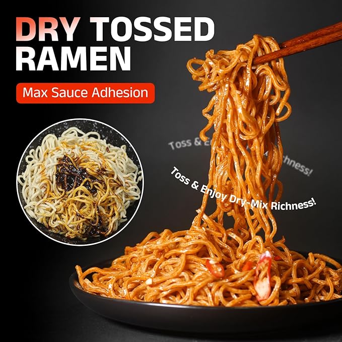 Healspot High Protein Spicy Buldak Noodles, Dry Tossed Ramen, 30g Plant-Based Protein, Low Fat, Low Carb, Non GMO, Keto Friendly & Plant Based (6 packs)
