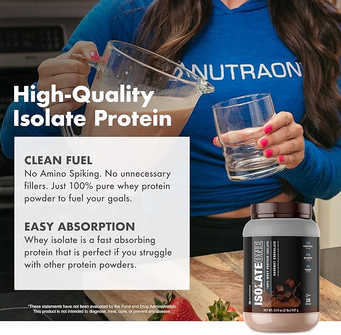 NutraOne IsolateOne Whey Isolate Protein Powder 100% Pure Whey Isolate Powder (Cookies & Cream - 28 Servings)