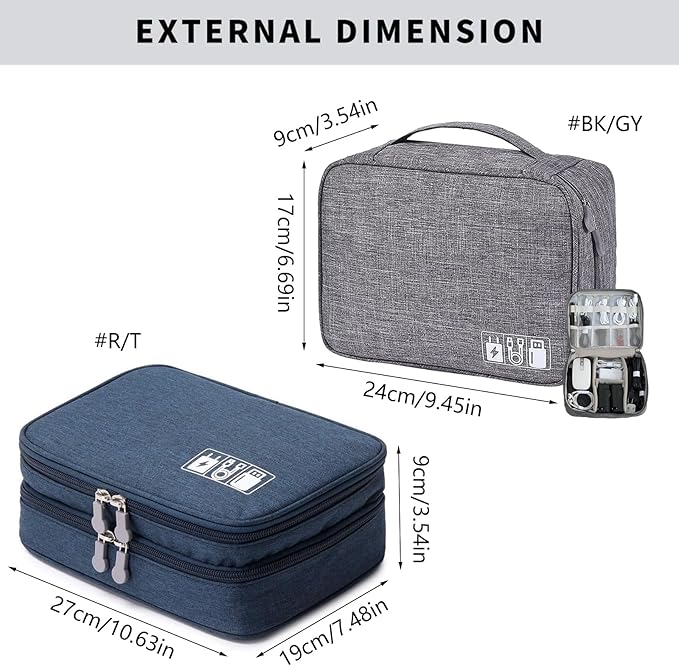 Multi Purpose Oxfords Fabric Storage Organiser Pouches for Technology Accessories Cosmetics Travel Essential Charger Cable or
