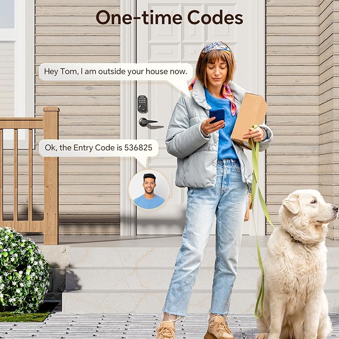 Keyless Entry Door Lock Set Smart Locks for Front Door Keypad Door Lock with Handle Auto Lock One Time Password Anti Peeping Password IP54, Black